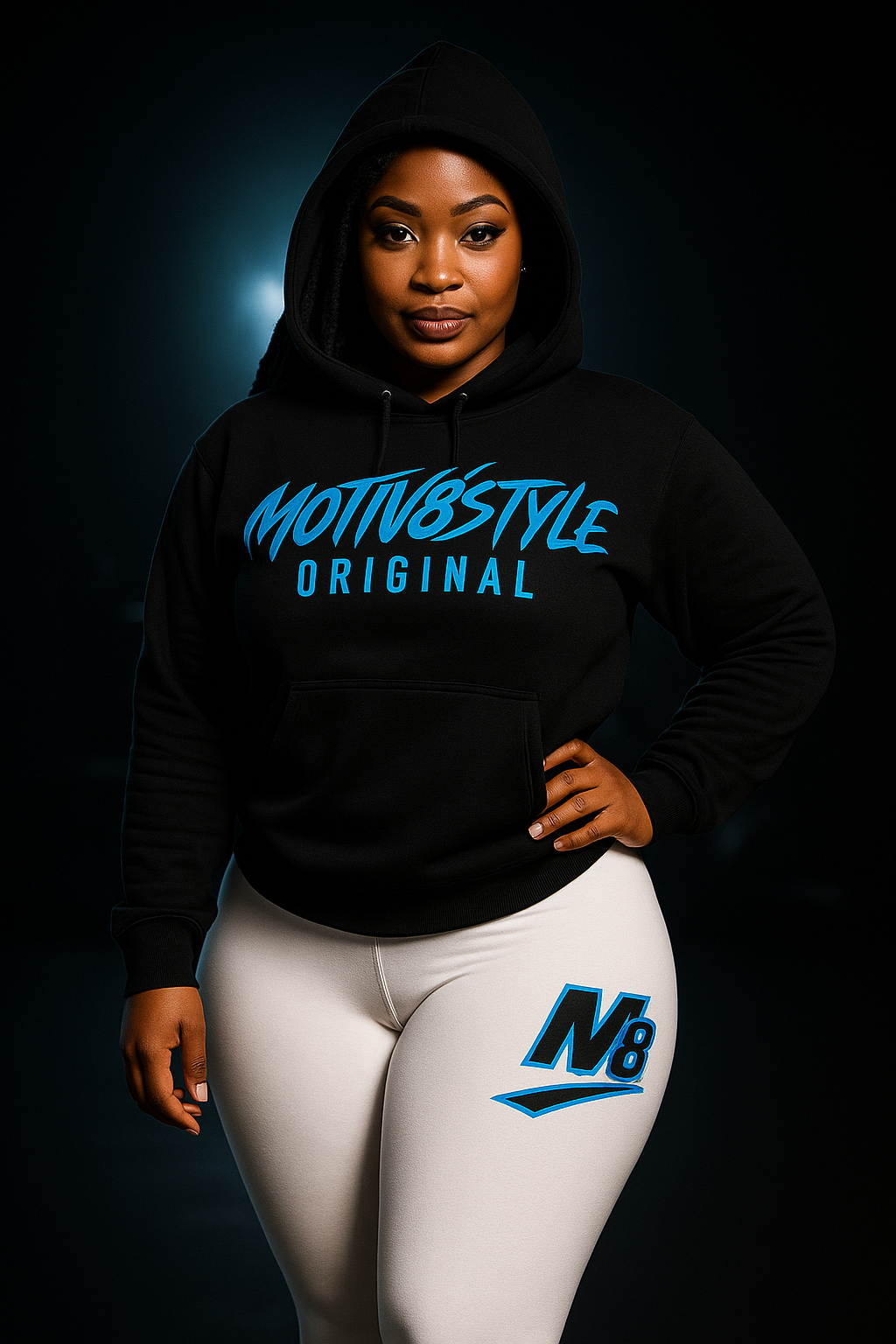 Motiv8Style ORIGINAL Hoodie – Black/Cyan | M8STYLE Signature Collection
