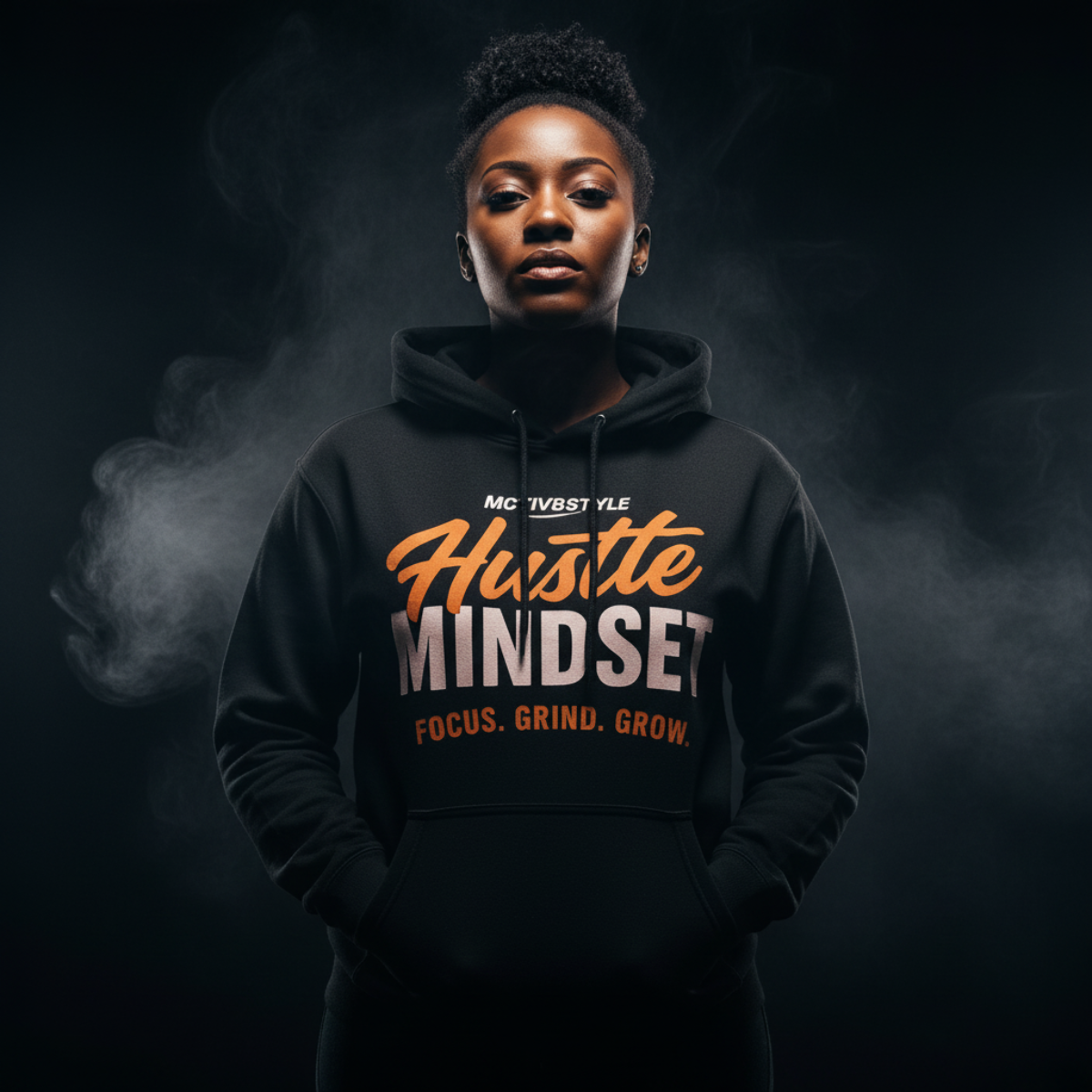 Hustle Mindset Hoodie – Black | M8STYLE Premium Motivational Streetwear