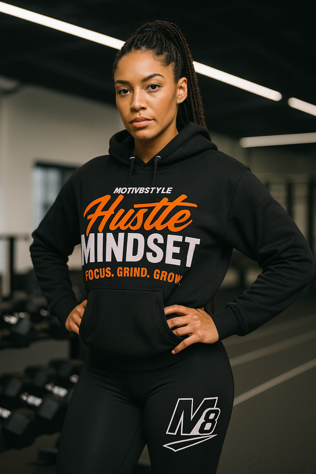Hustle Mindset Hoodie – Black | M8STYLE Premium Motivational Streetwear