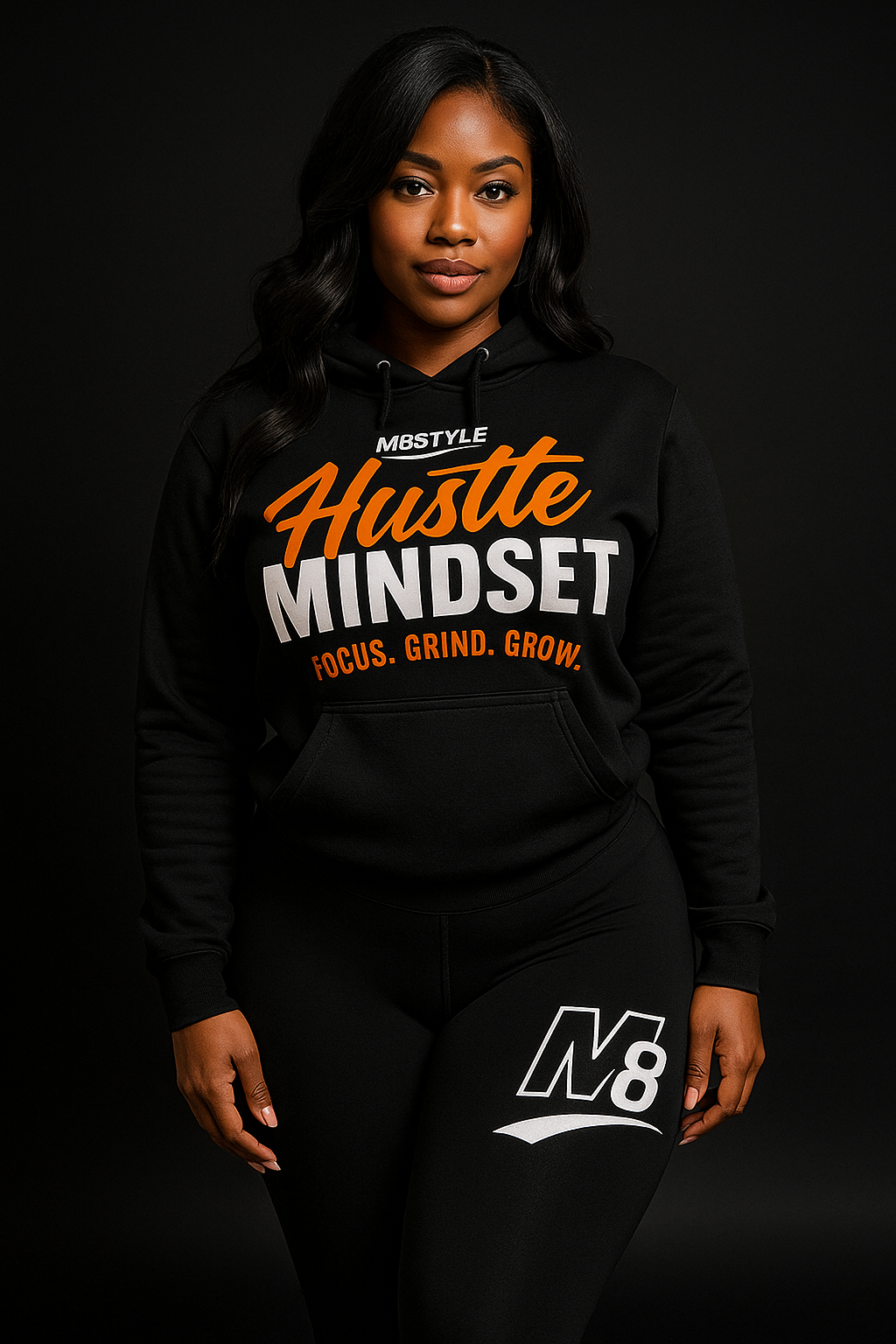 Hustle Mindset Hoodie – Black | M8STYLE Premium Motivational Streetwear