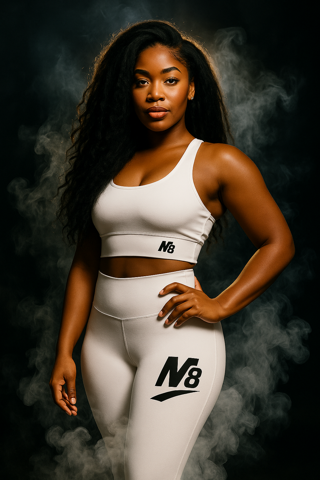 M8 Active – Performance Compression Set (Bra + Leggings) Black / White / Grey