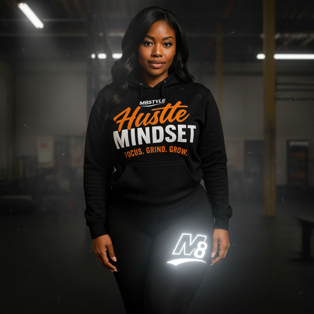 Hustle Mindset Hoodie – Black | M8STYLE Premium Motivational Streetwear