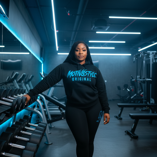 Motiv8Style ORIGINAL Hoodie – Black/Cyan | M8STYLE Signature Collection