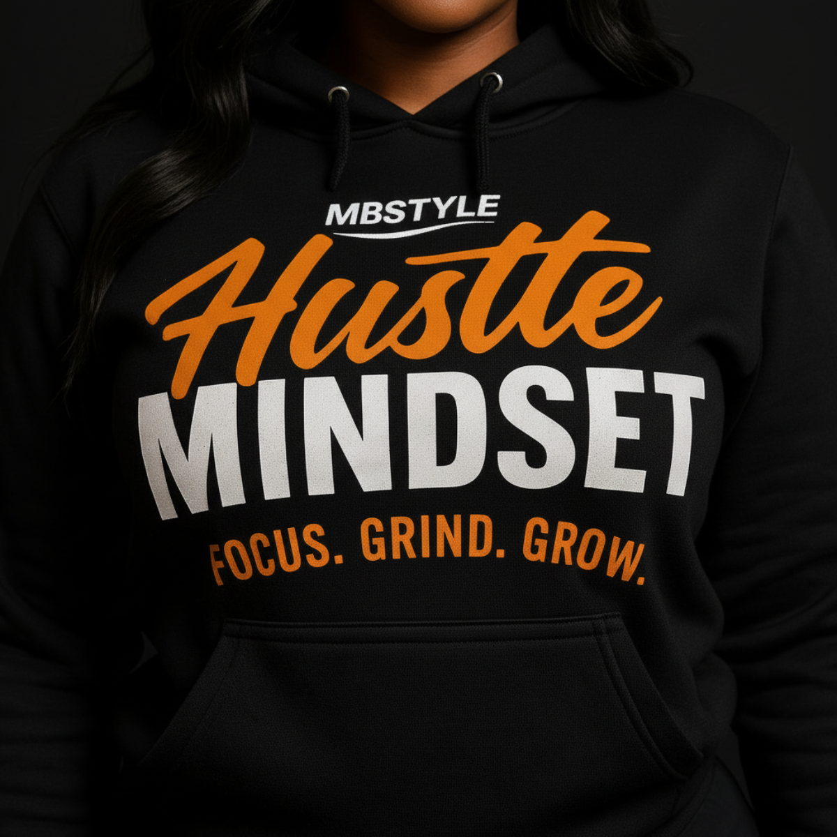 Hustle Mindset Hoodie – Black | M8STYLE Premium Motivational Streetwear