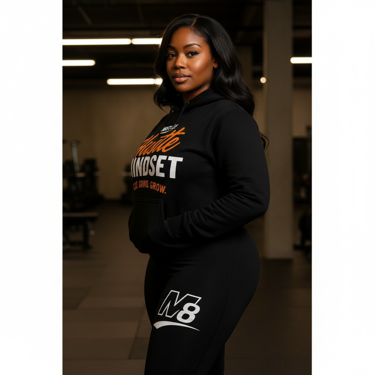 Hustle Mindset Hoodie – Black | M8STYLE Premium Motivational Streetwear