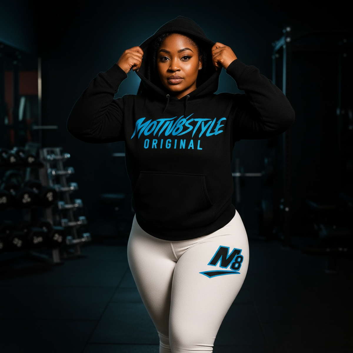 Motiv8Style ORIGINAL Hoodie – Black/Cyan | M8STYLE Signature Collection