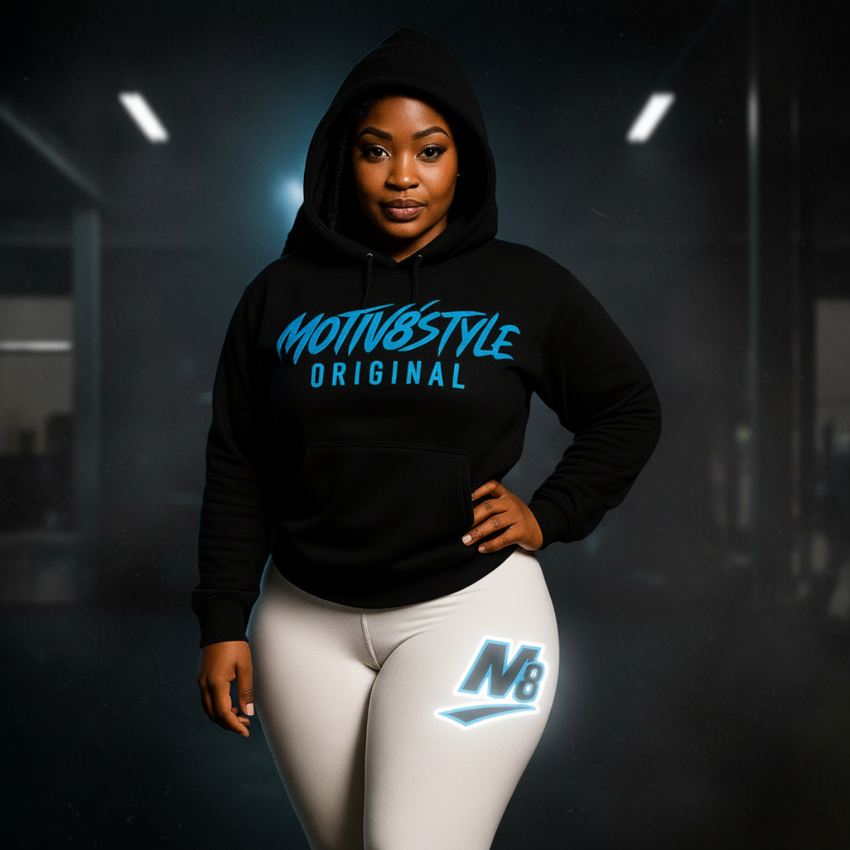 Motiv8Style ORIGINAL Hoodie – Black/Cyan | M8STYLE Signature Collection