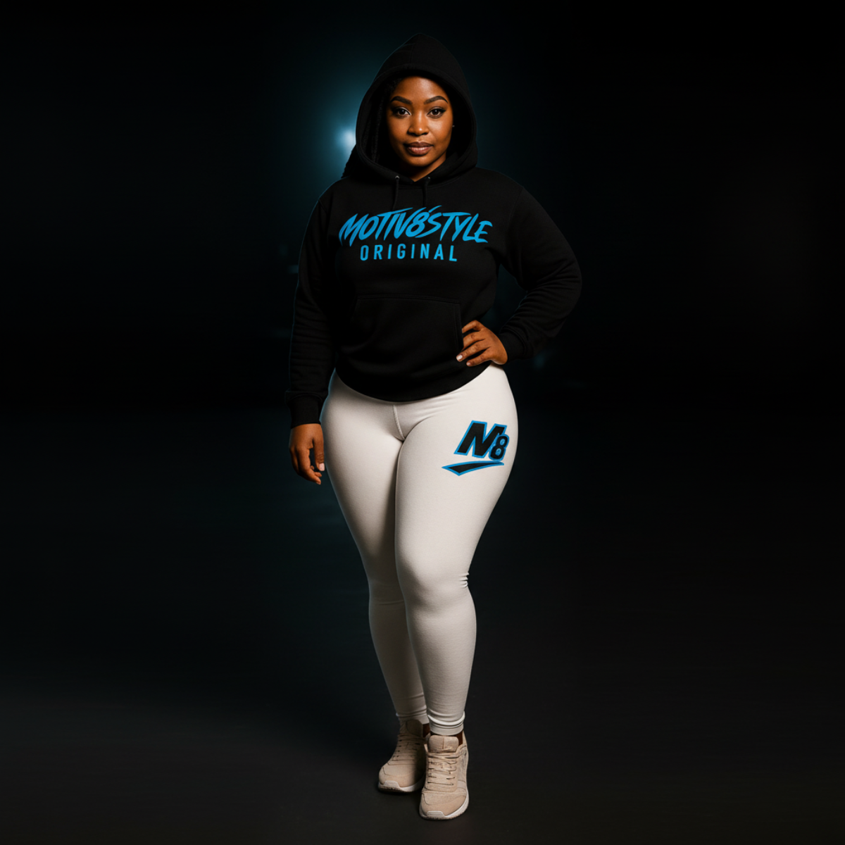 Motiv8Style ORIGINAL Hoodie – Black/Cyan | M8STYLE Signature Collection