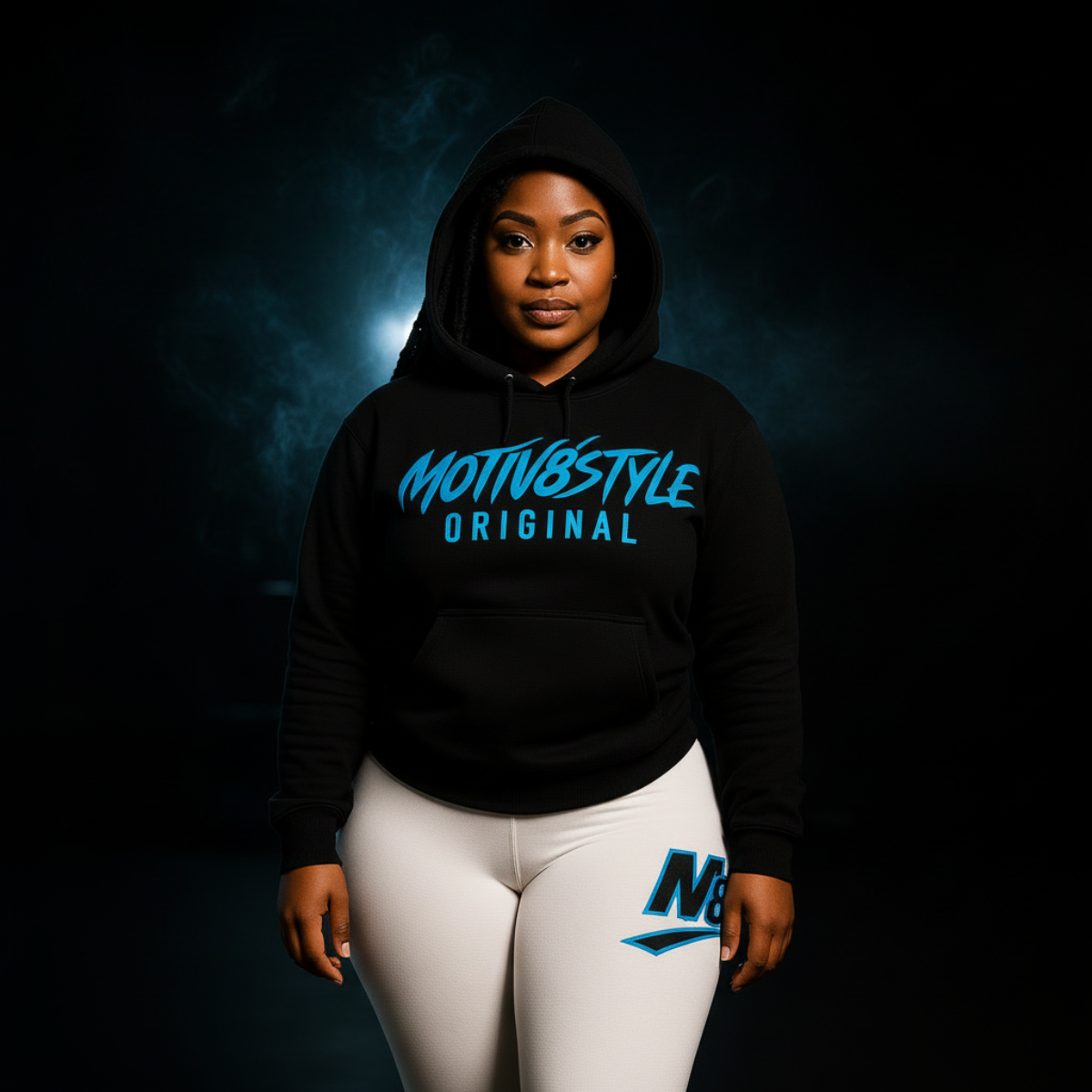Motiv8Style ORIGINAL Hoodie – Black/Cyan | M8STYLE Signature Collection