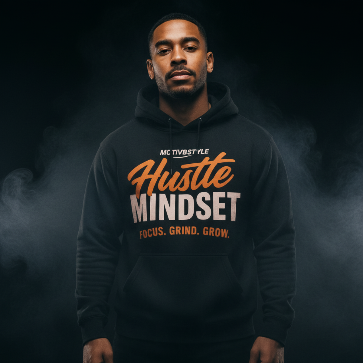 Hustle Mindset Hoodie – Black | M8STYLE Premium Motivational Streetwear
