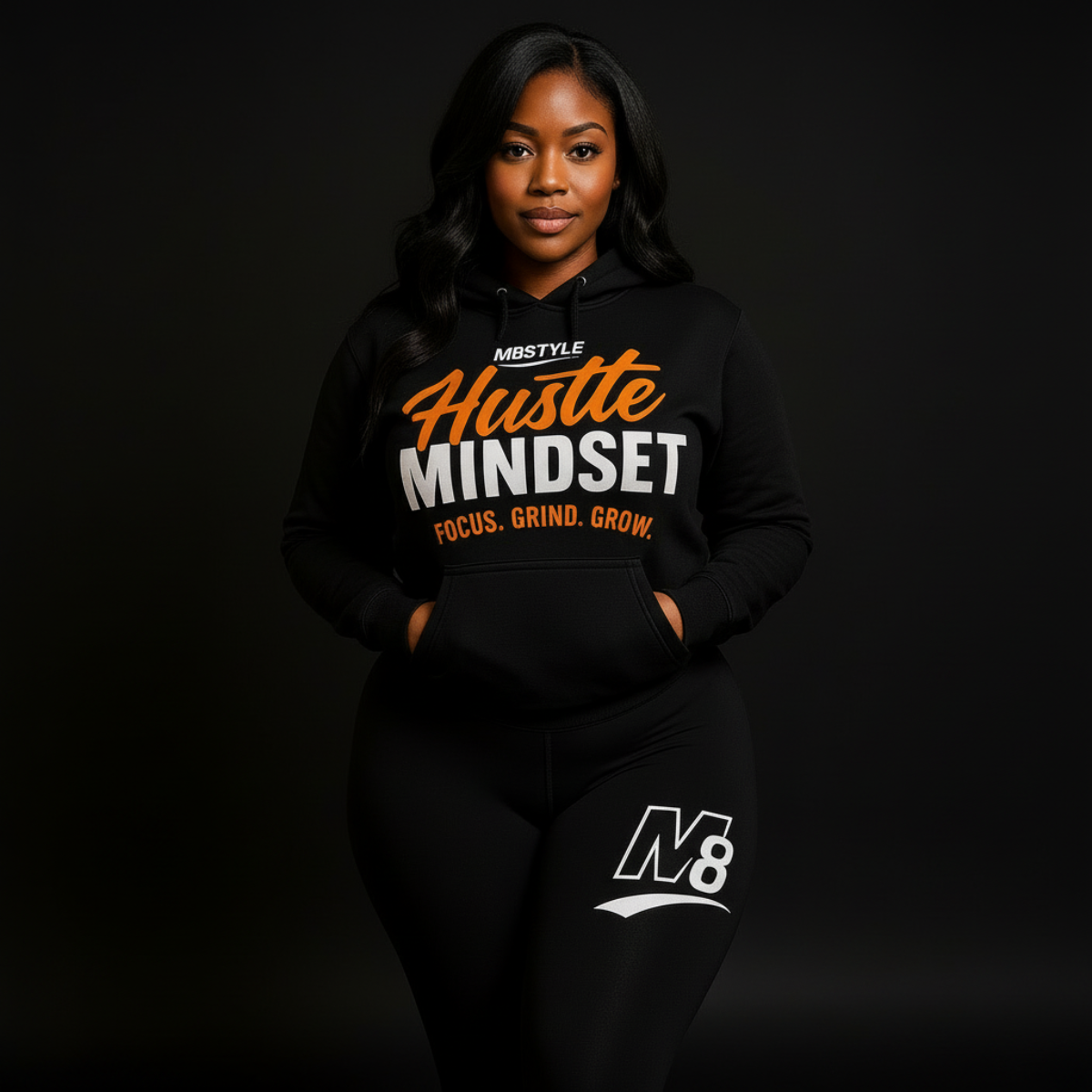 Hustle Mindset Hoodie – Black | M8STYLE Premium Motivational Streetwear
