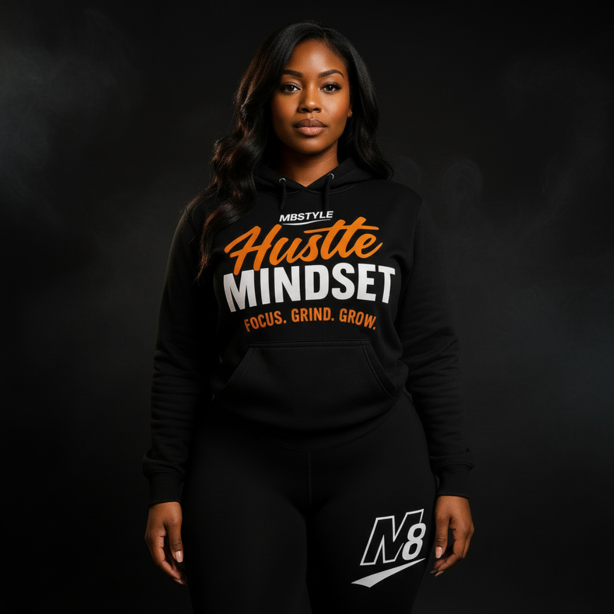 Hustle Mindset Hoodie – Black | M8STYLE Premium Motivational Streetwear