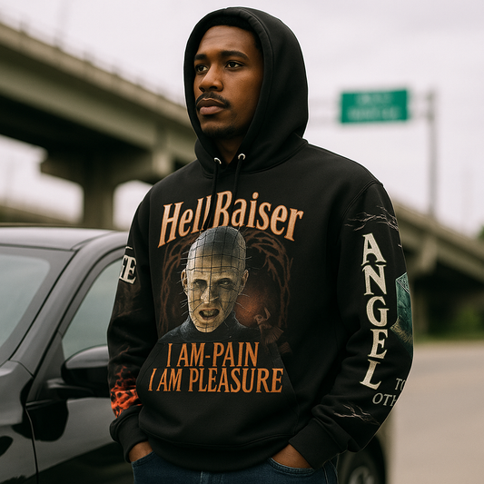 Pinhead Horror Hoodie – Hellraiser Horror Movie Graphic Pullover Sweatshirt