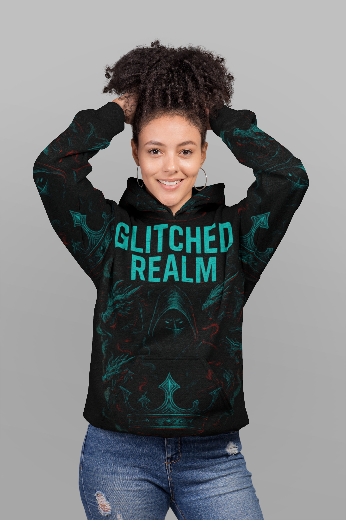 Glitched Realm Hoodie – Alpha Nerdz Gamer Pullover | Motiv8Style