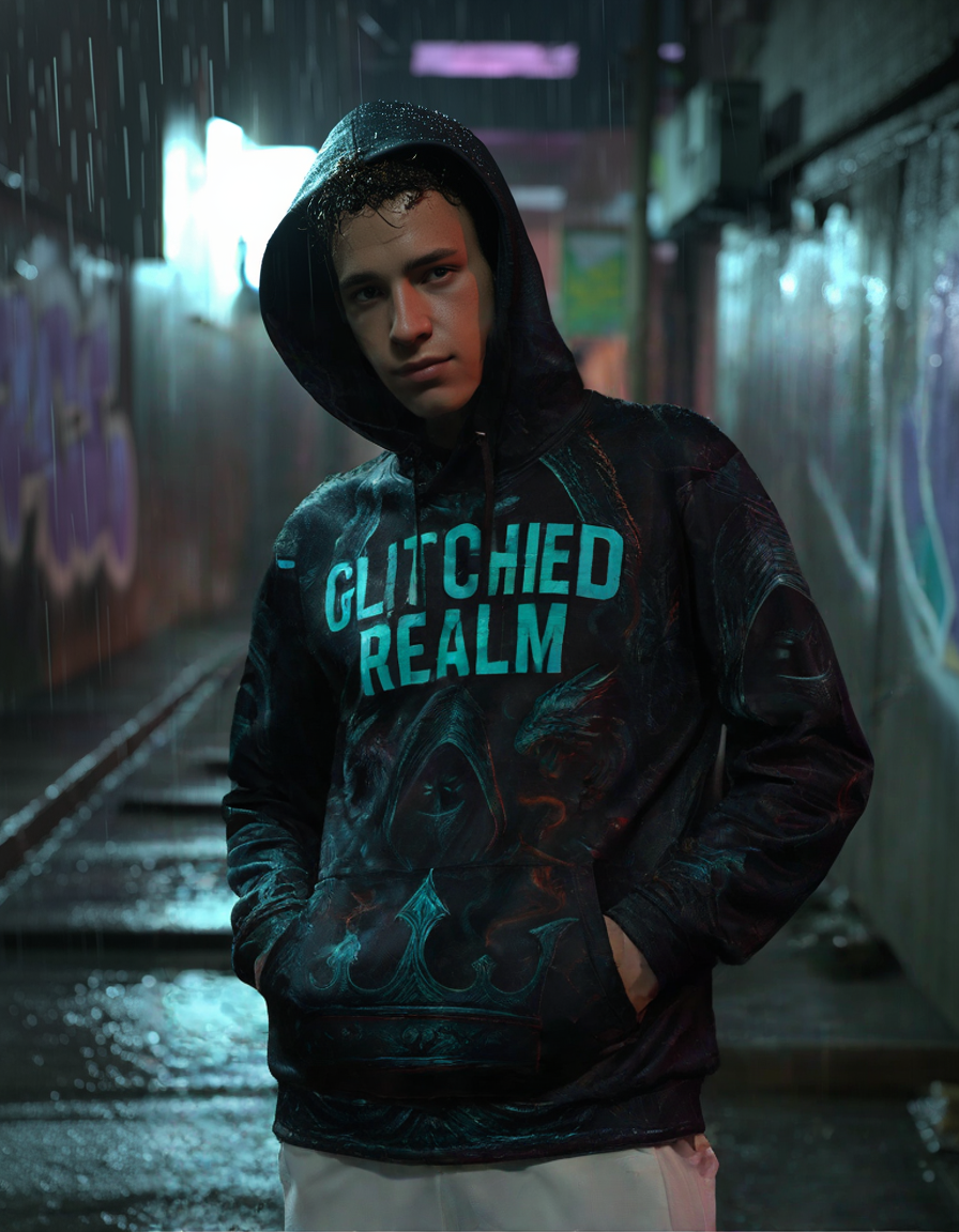 Glitched Realm Hoodie – Alpha Nerdz Gamer Pullover | Motiv8Style